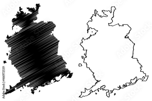 Satna district (Madhya Pradesh State, Rewa division, Republic of India) map vector illustration, scribble sketch Satna map