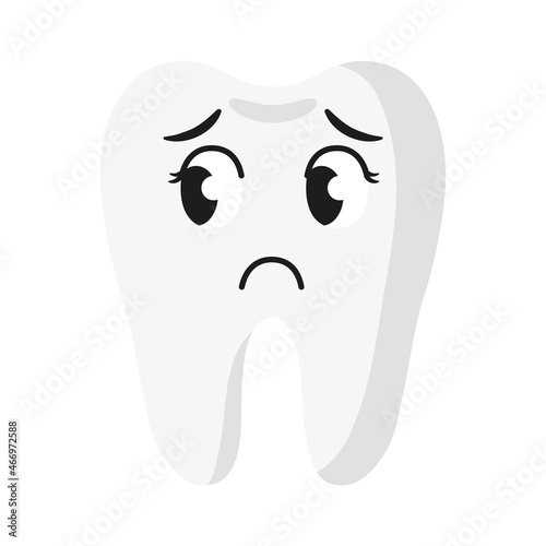 Vector cartoon cute sad characters of tooth.