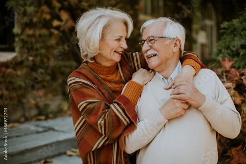 Senior couple embracing in ...