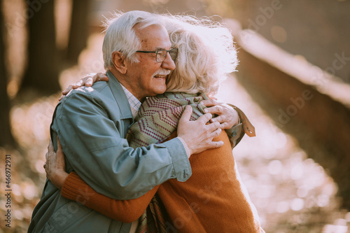 Senior couple embracing in ...