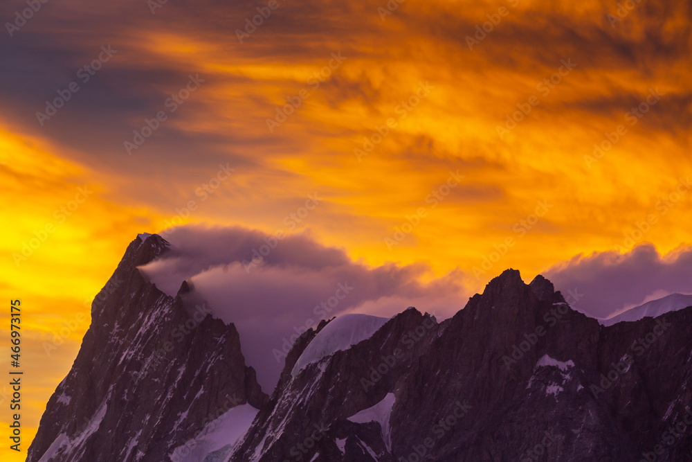 Beautiful sunrise colours in the Alps in winter Beautiful sunrise colours in the Alps in winter