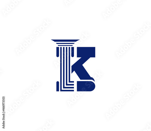 Letter K  Law Firm pillar  Creative Blue Color Logo Design  Company Business Concept