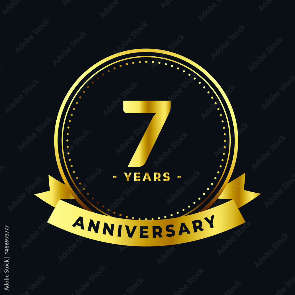 Seven Years Anniversary Celebration Gold and Black Isolated Vector Seven Years Anniversary Celebration Gold and Black Isolated Vector