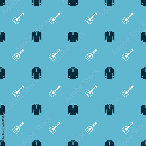 Set Shirt kurta and Lute on seamless pattern. Vector