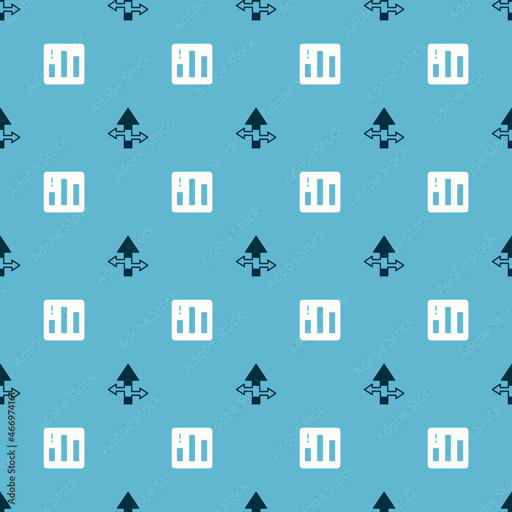 Set Arrow and Pie chart infographic on seamless pattern. Vector Set Arrow and Pie chart infographic on seamless pattern. Vector