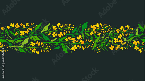 Canola color seamless pattern Vector strip, border