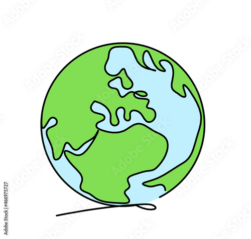 Abstract color planet Earth as line drawing on white as background. Vector