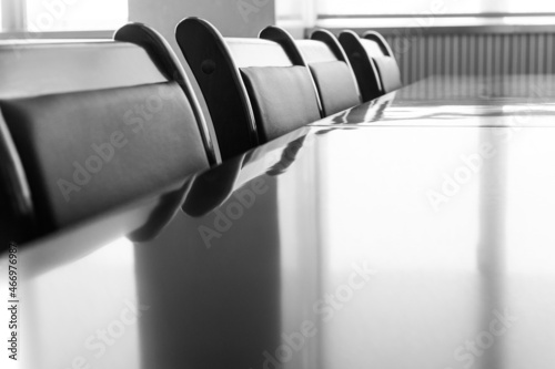 Office boardroom with leather chairs photo