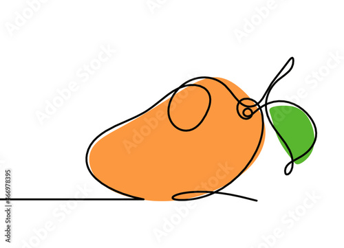 Drawing line  color mango on the white background. Vector