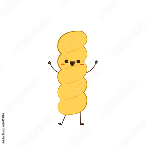Pasta noodles character design. Pasta noodles on white background. 