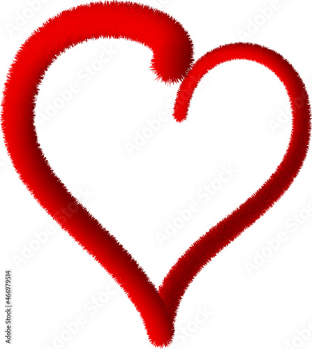 Romantic soft fur hearts isolated on white background. 3d decorative design element