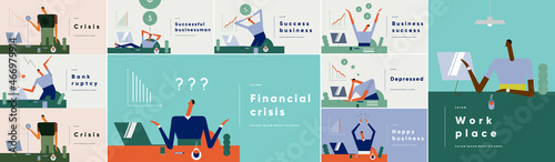 Business Concept illustrations. Big set. Collection of vector illustrations. Simple, flat design. Patterns and backgrounds. Perfect for poster, cover, banner.