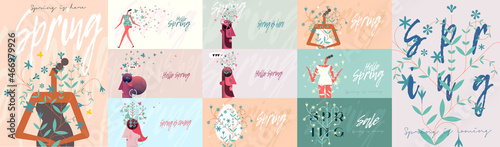 Vaccine. Coronavirus vaccination. Big set. Collection of vector illustrations. Simple, flat design. Patterns and backgrounds. Perfect for poster, cover, banner.