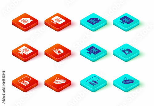Set Online ordering and delivery, hotdog, burger, and icon. Vector