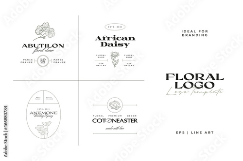 Vintage Flower logo template collection illustration for branding