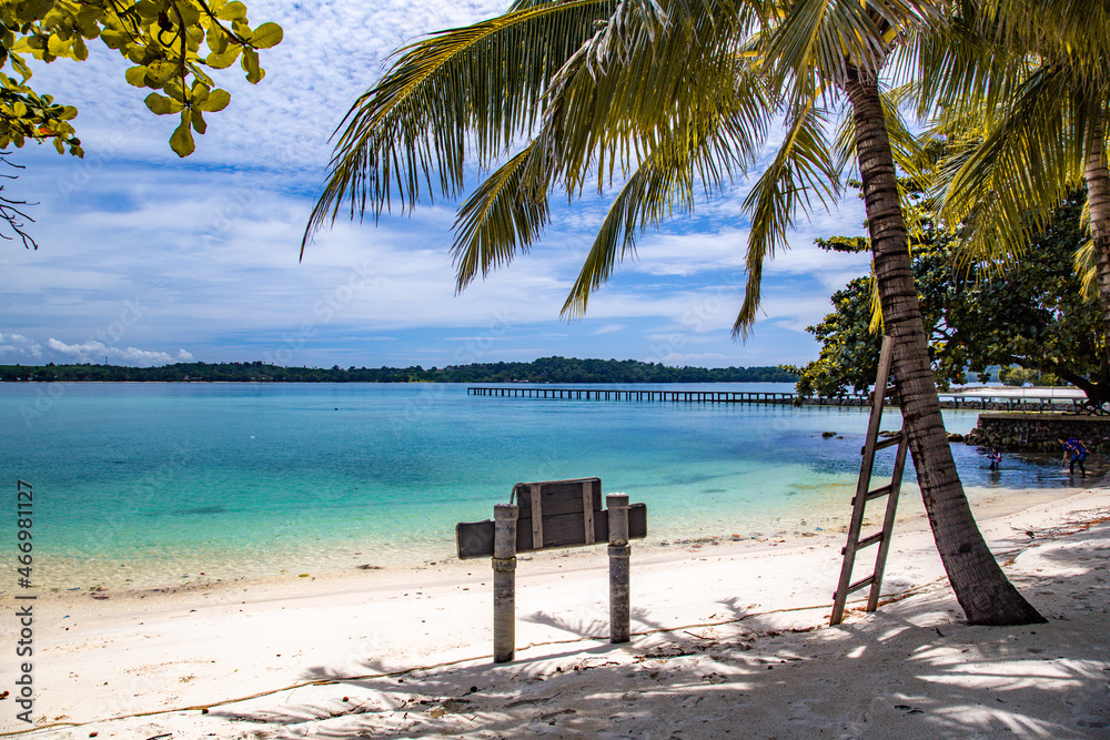 Beautiful tropical island koh Kham, white sand beach with volcanic rocks, near koh Mak, Trat, Thailand Beautiful tropical island koh Kham, white sand beach with volcanic rocks, near koh Mak, Trat, Thailand