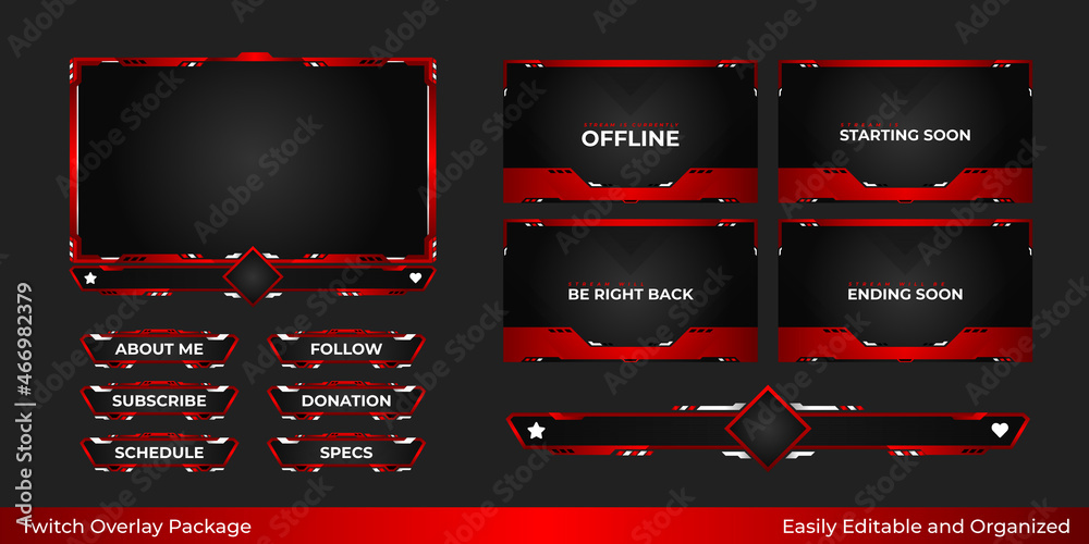 Twitch Stream Overlay Package Including Facecam Overlay Offline