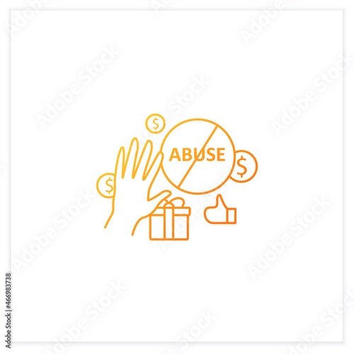 Ending abuse gradient icon. Stop exploitation. Universal basic income concept.Isolated vector illustration.Suitable to banners, mobile apps and presentation