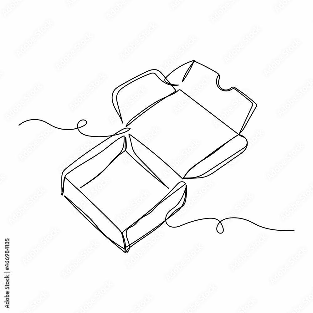 Vector continuous one single line drawing icon of opened cardboard box ...
