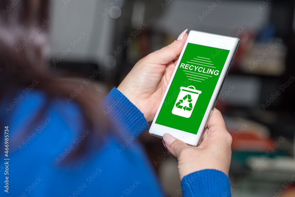 Recycling concept on a smartphone