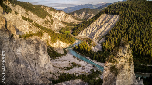 loop of the Rhine river seen from above
