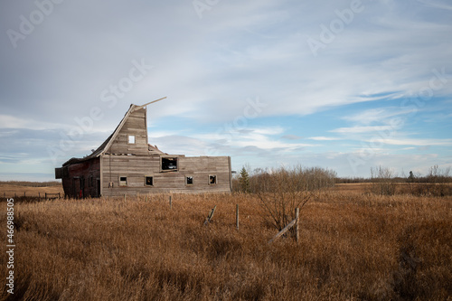 An old abandoned barn on the Canadian prairies.