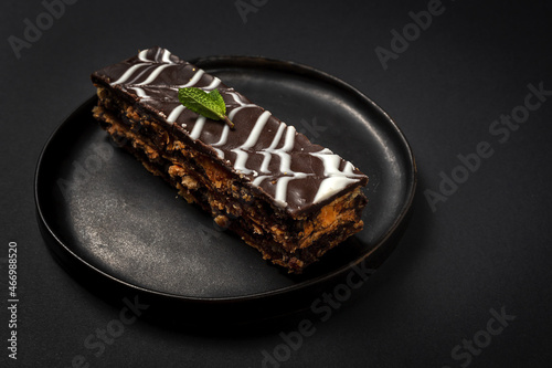 Traditional Chocolate Millefoglie or French mille-feuille photo