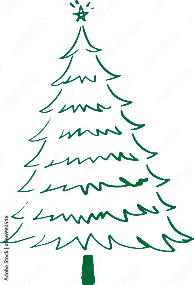Fototapeta premium christmas tree pine cartoon drawing natural tree simple lines