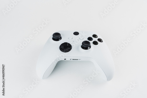 Next generation white game controller isolated on white background
