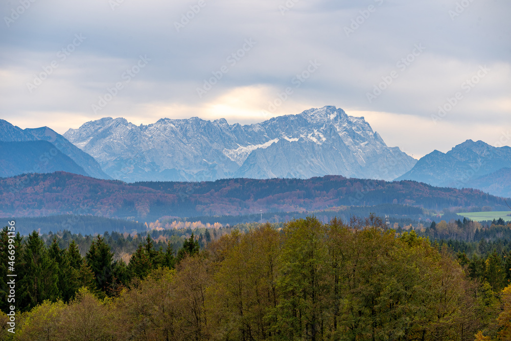 Panoram of mountain Zugspitze in autumn Panoram of mountain Zugspitze in autumn