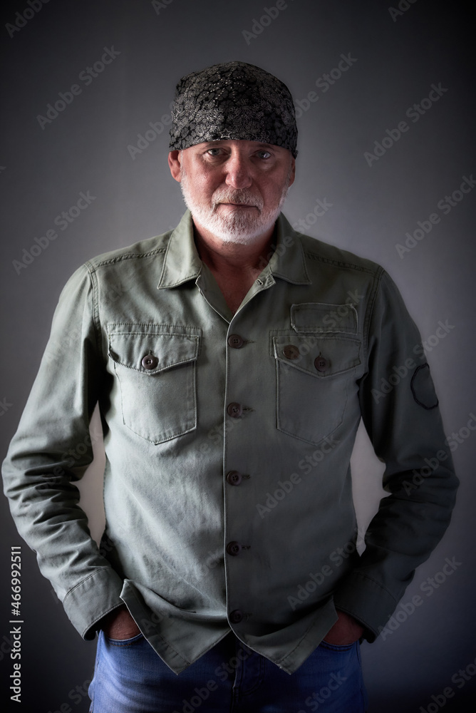 Portrait of Middle Aged Caucasian Male With White Beard. Portrait of Middle Aged Caucasian Male With White Beard.