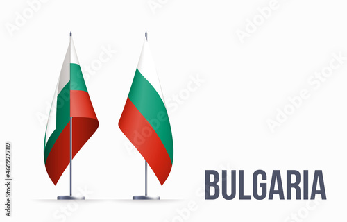 Bulgaria flag state symbol isolated on background national banner. Greeting card National Independence Day of the Republic of Bulgaria. Illustration banner with realistic state flag.