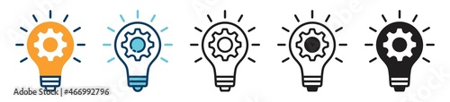 innovation icon set. Light bulb and cog inside. inspiration icon in different style. innovation symbol. vector illustration