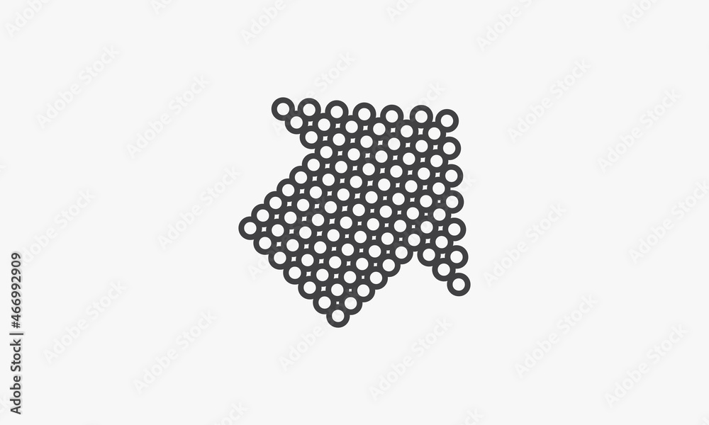dotted arrow icon vector on white background.