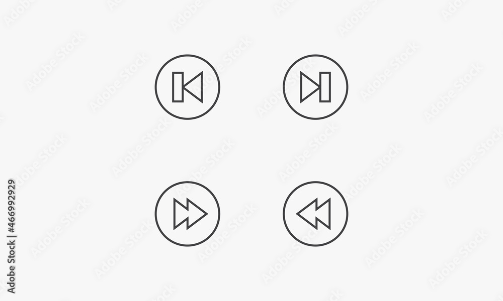line icon forward backward previous skip on white background. line icon forward backward previous skip on white background.
