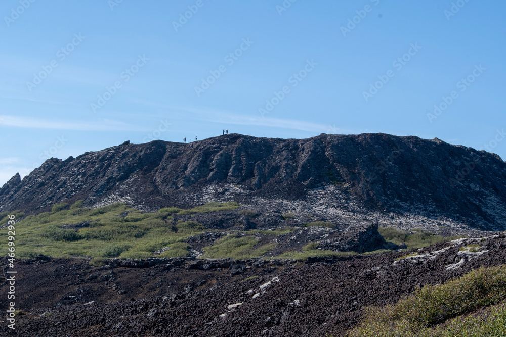 Landscape of Eldborg crater extinct volcano near Borgarnes South Iceland