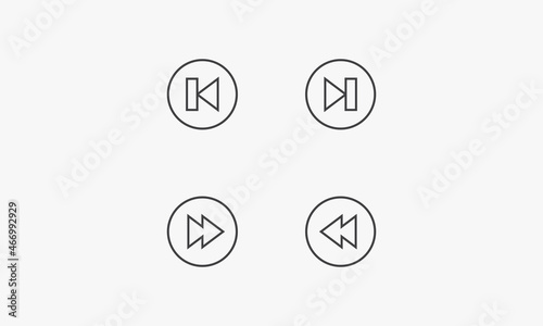 line icon forward backward previous skip on white background.
