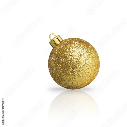 Gold glass Christmas ornament isolated on white