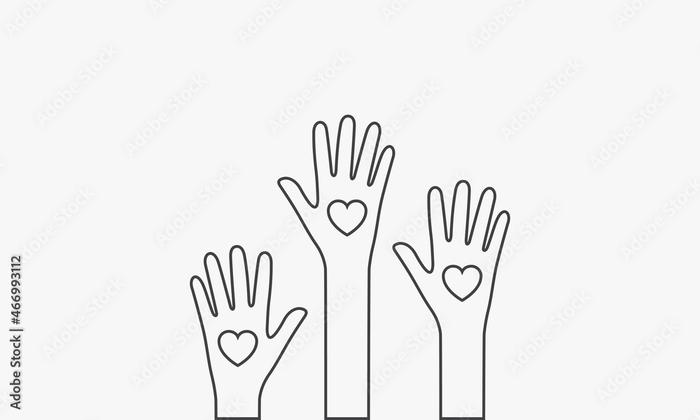 line icon heart hand raised vector illustration. line icon heart hand raised vector illustration.