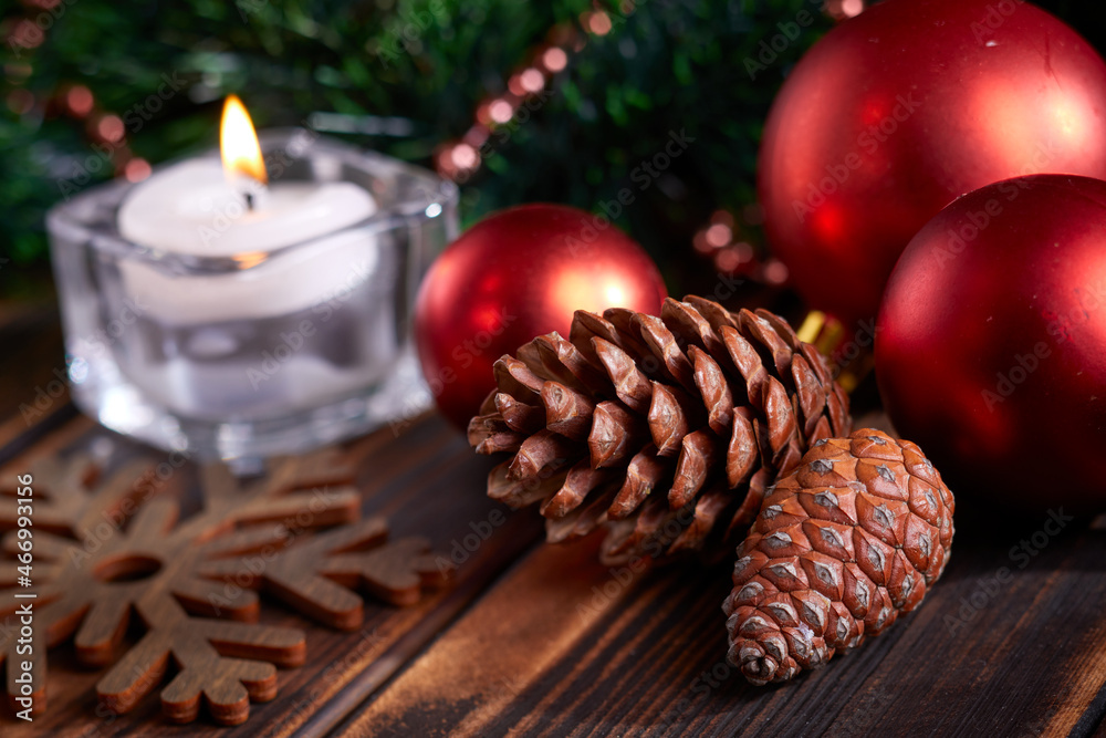 Christmas decoration on the wooden background Christmas decoration on the wooden background
