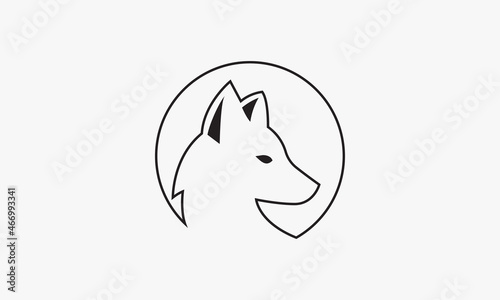 line icon corcle head fox isolated on white background. photo