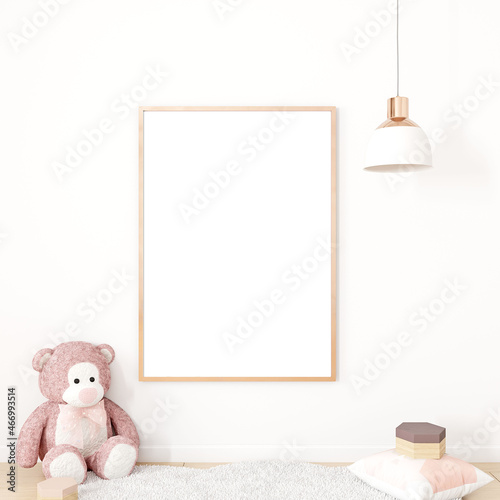 Frame mockup kids and plush bear