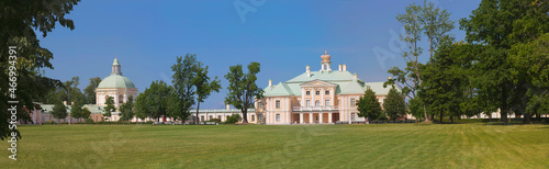Panorama of the Great Menshikov Palace, southern facade. Oranienbaum, Saint Petersburg, Russia