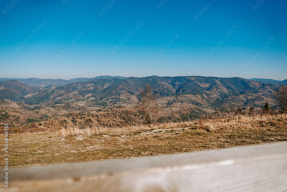 Autumn colors in Carpathian mountains, Zakhar Berkut. Tourism, recreation and travel concept