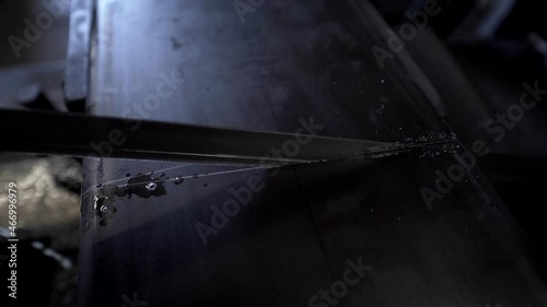 Bandsaw Cutting Through Metal 4K
