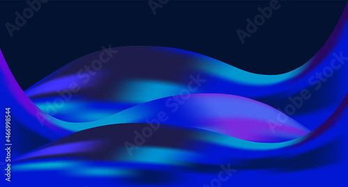 Abstract modern bluish dark background with fluid luminous blue waves. Innovation technology concept. Luxury royal backdrop. Geometric modern digital wallpaper. Vector illustration. Copy space.