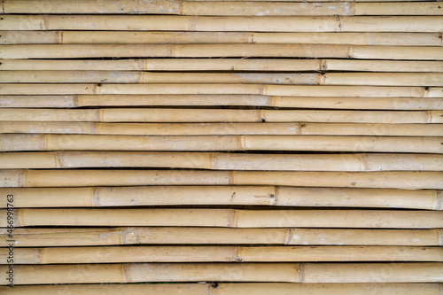 Close-up of a natural bamboo wall background Abstract background and texture. 