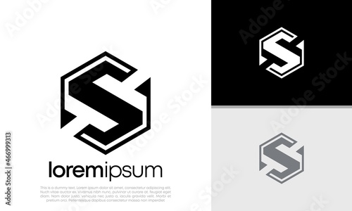 Initials S logo design. Initial Letter Logo. Hexagon logo design. 