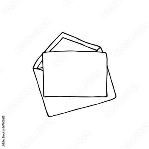 Mail icon, open envelope, email symbol. Sketch letter. Hand drawn doodle cartoon style. Vector drawing illustration. Letter icon. Open outline envelope