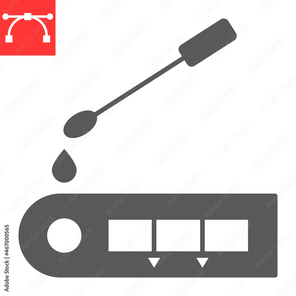 Covid-19 rapid test glyph icon, coronavirus and result, rapid antigen test vector icon, vector graphics, editable stroke solid sign, eps 10. Covid-19 rapid test glyph icon, coronavirus and result, rapid antigen test vector icon, vector graphics, editable stroke solid sign, eps 10.